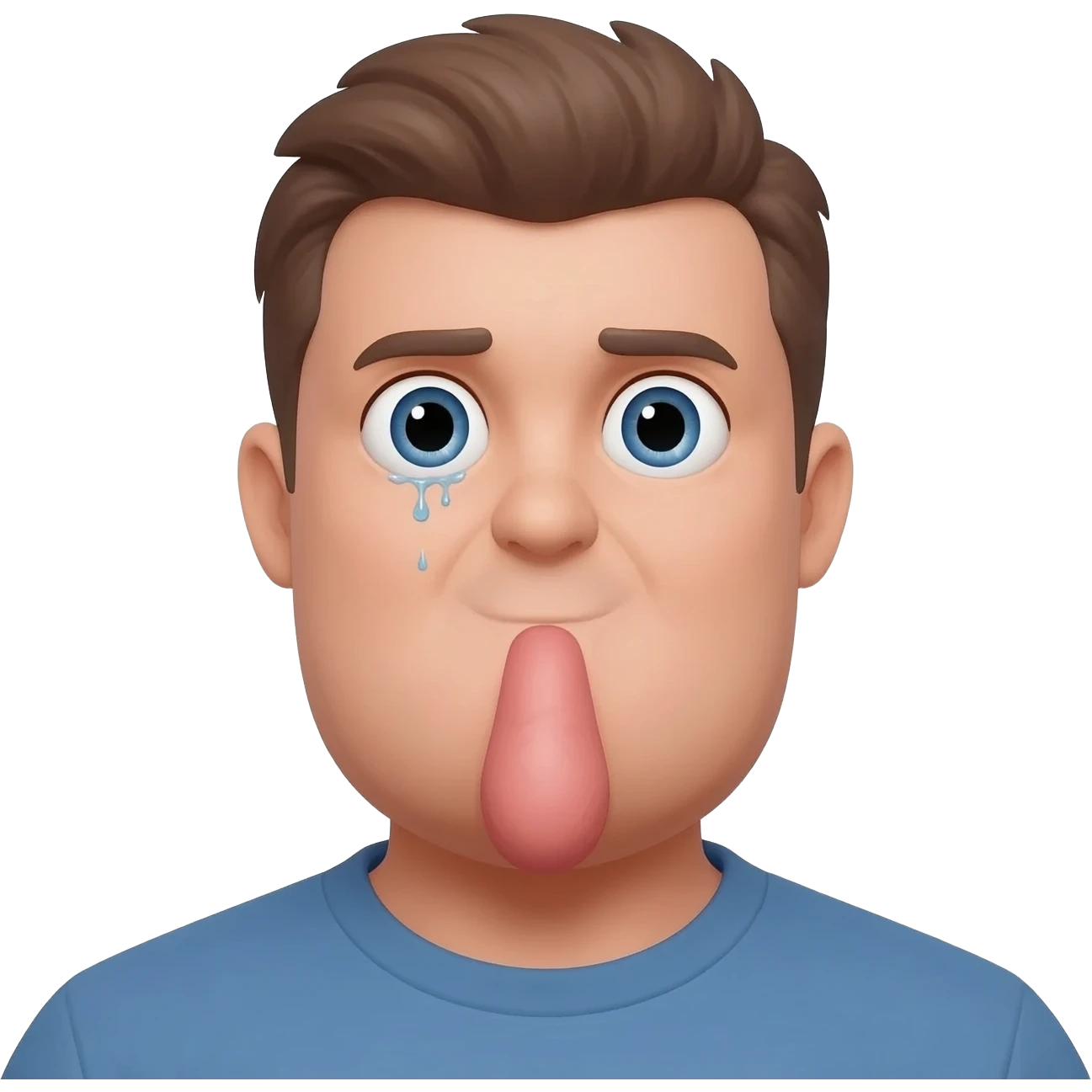 thirty year old guy with a big penis and a tear in one eye emoji