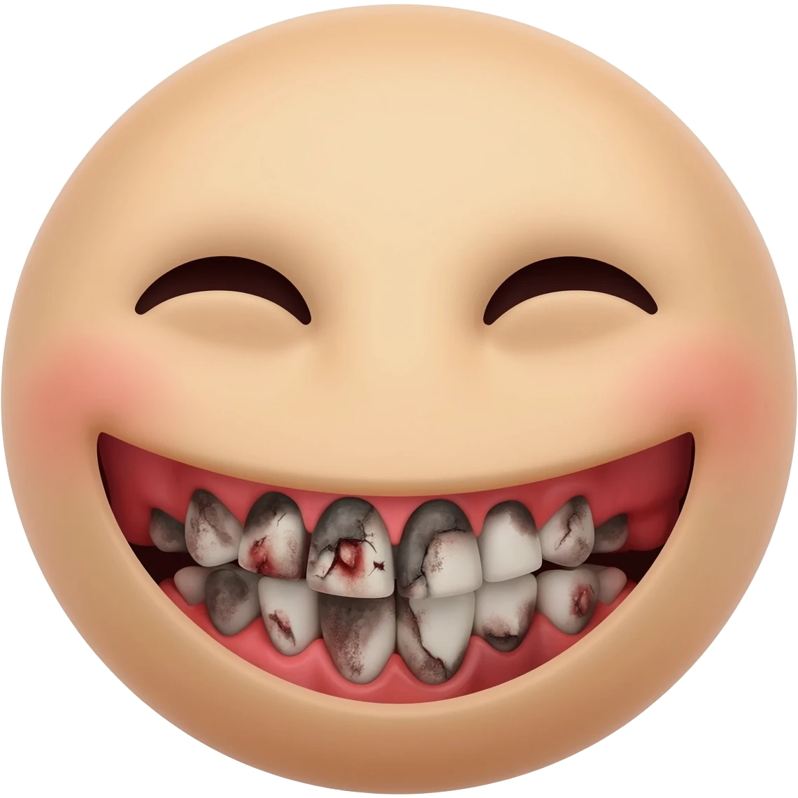 Smiling laughing face with rotten teeth emoji