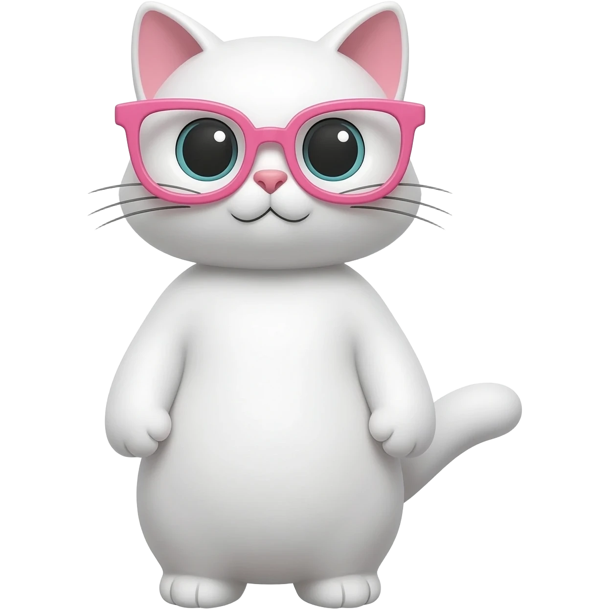 white cat wearing pink glasses emoji