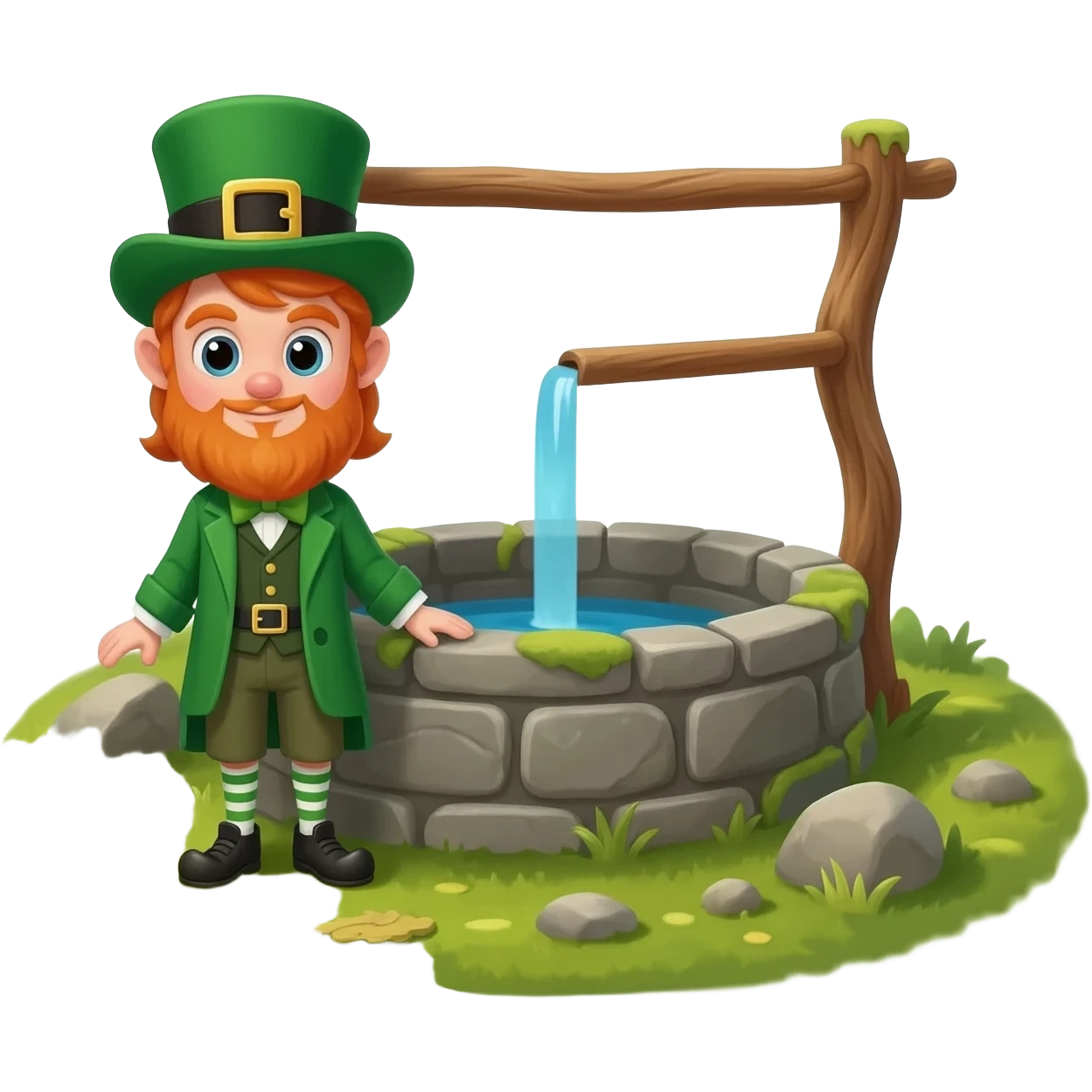leprechaun standing near a water well emoji