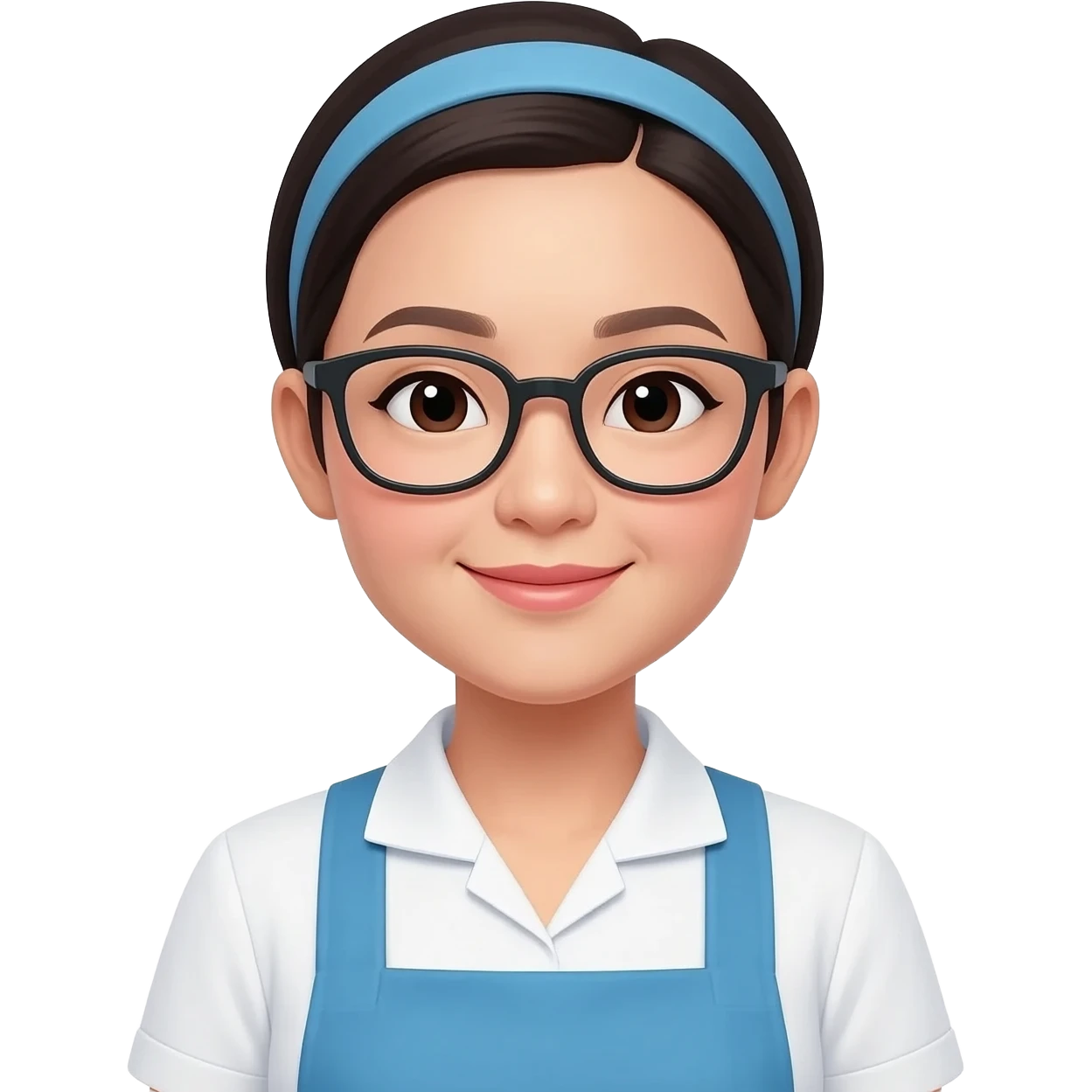 housekeeper, female, asian,  wear glasses, without hair band or something emoji