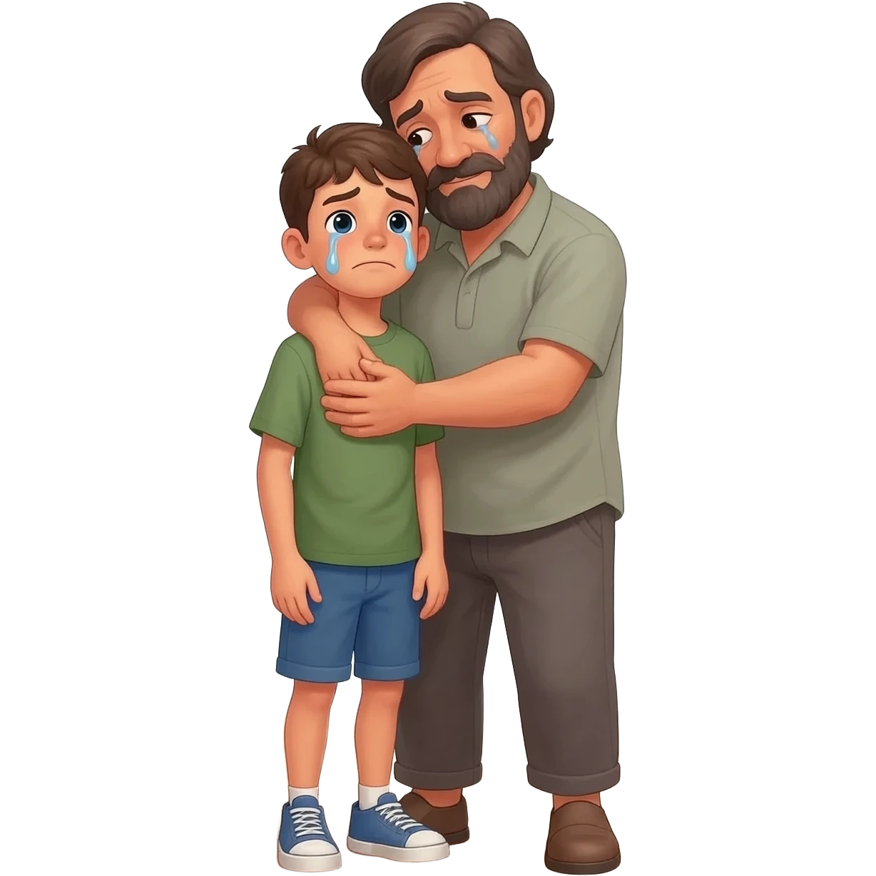 нарисуй как отец со слезами  обнимет с любовью и слезами  сына возростом 20-24  года во весь рост  ,  времена древнего иерусалима emoji