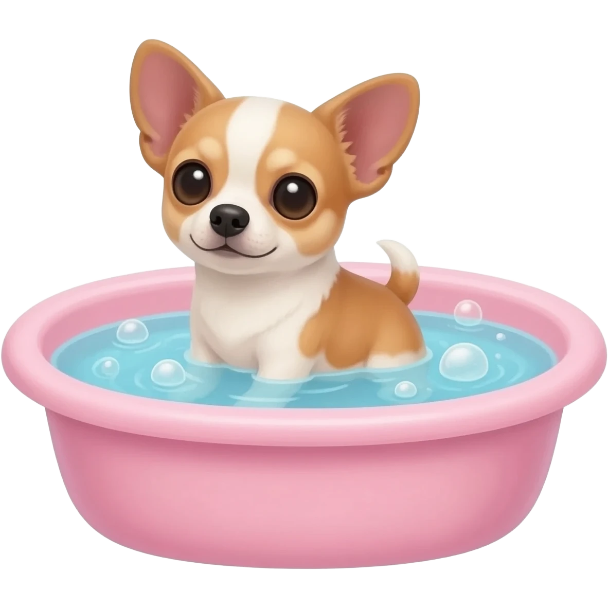 Bébé chihua porter petit baignoir rose Dans l'eau.hua noir marrant poil courut en vacances à la plage une poil courte disney film dessin animé pixar emoji