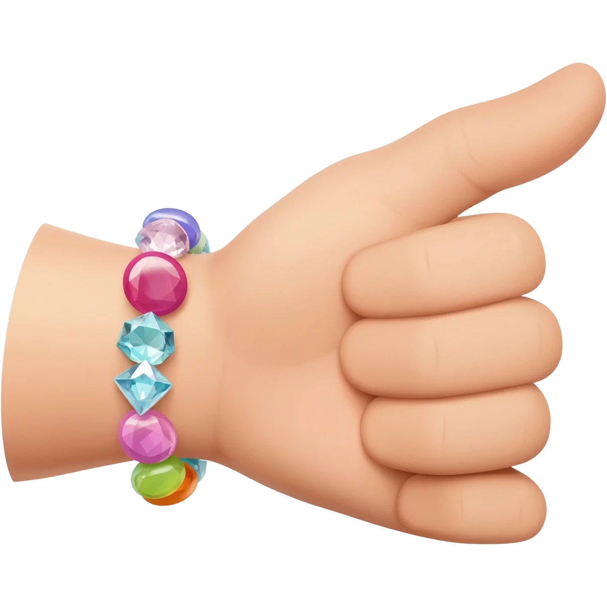 Extended Hand with jelly bean crystal bracelet emoji