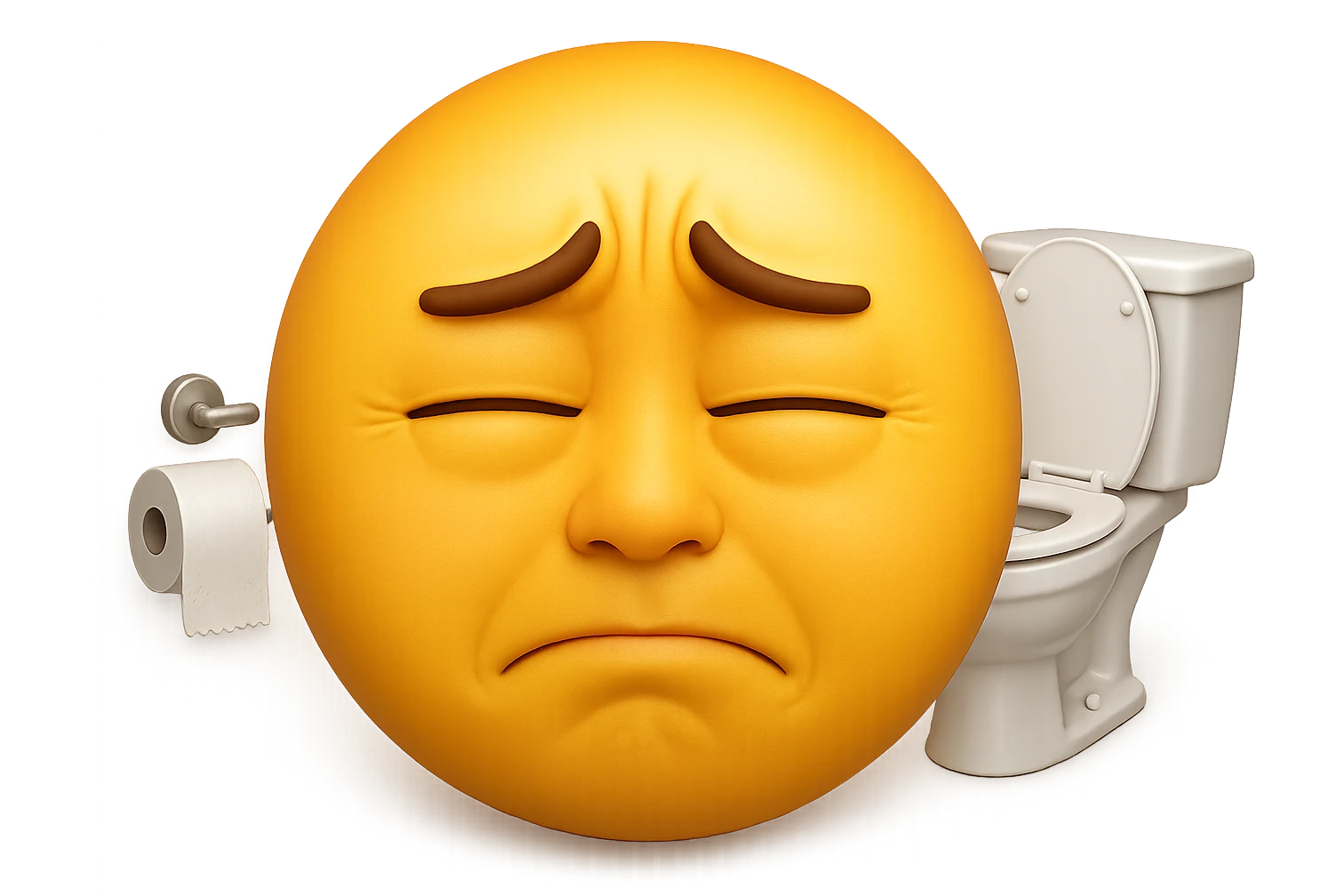 emoji stile iphone che riguarda l'argomento "stipsi/andrò al bagno oggi?", iperrealistico 4k emoji