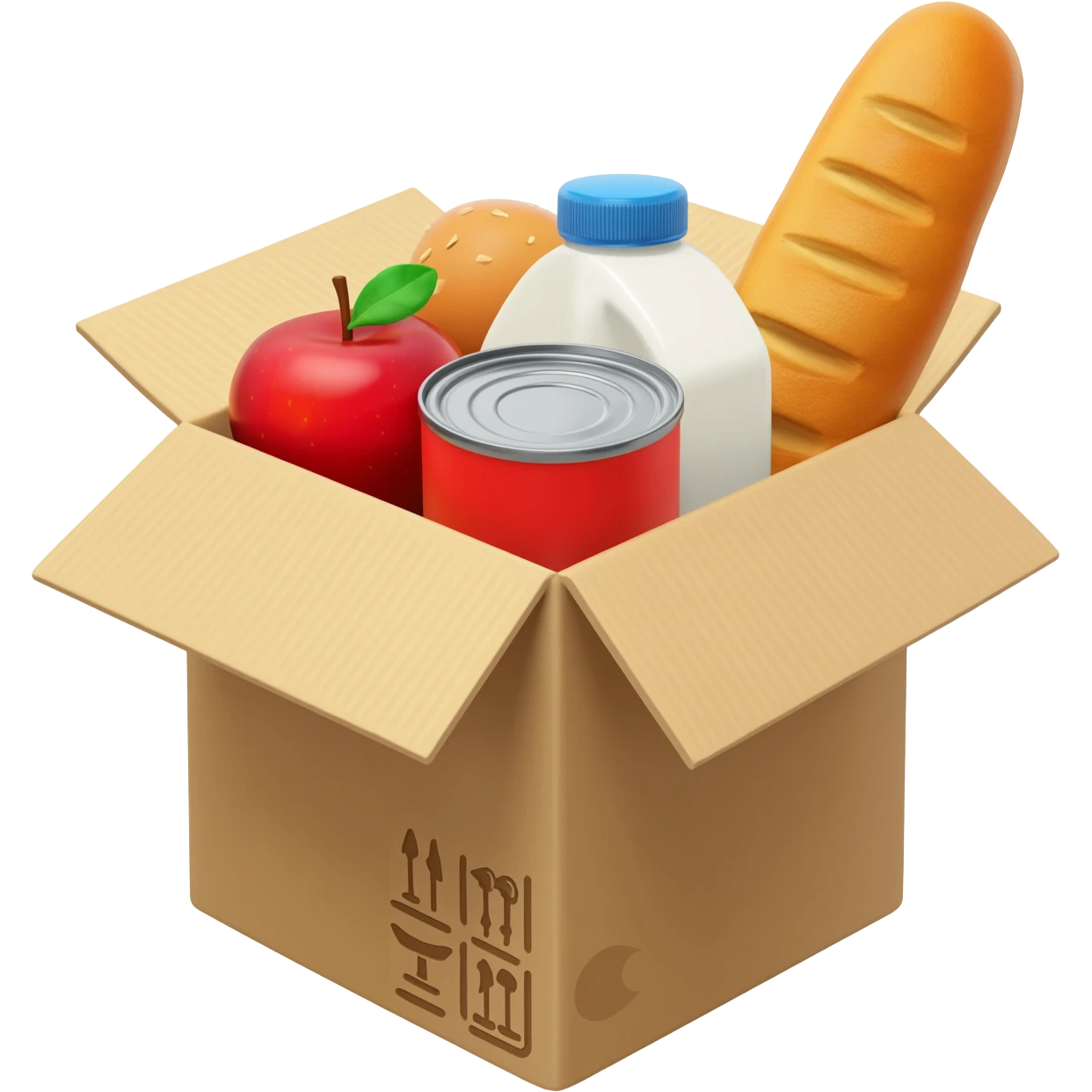 an open carton parcel with groceries inside it emoji