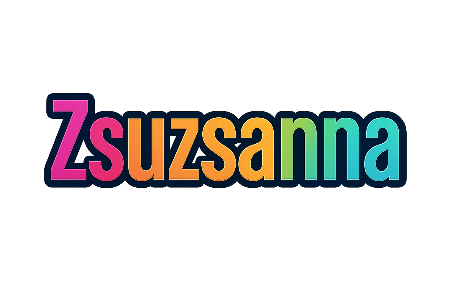 The name Zsuzsanna in a modern, colorful gradient font with a dark outline, transparent background, styled like the sample images. emoji