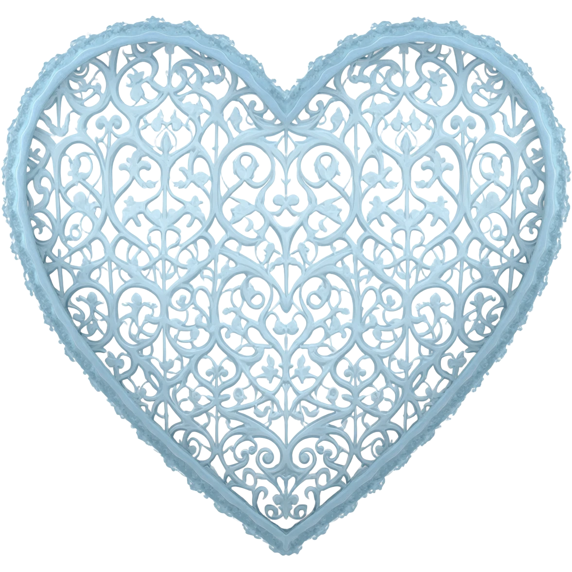 light blue and white goth lace heart emoji