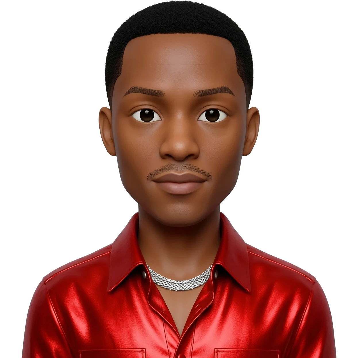 Ginuwine with black short hair, red metallic shirt, silver necklace emoji