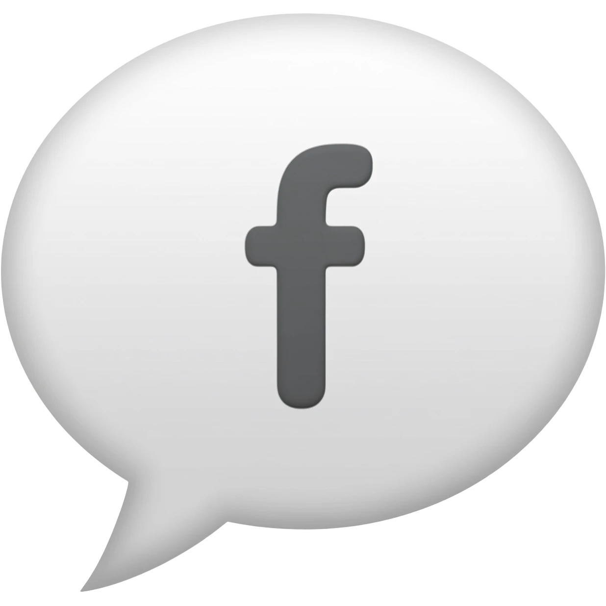 White chat bubble with grey f on it emoji