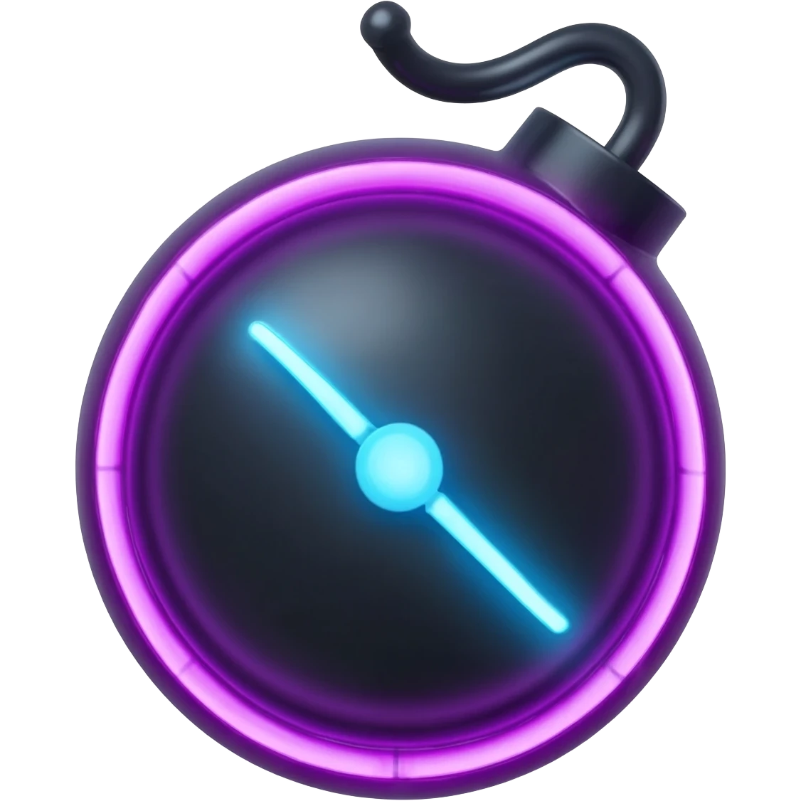 Ticking bomb with a simple neon sign style look with neon blue an purple colors. emoji