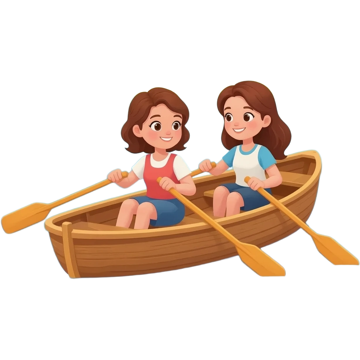 Brown hair women rowing emoji
