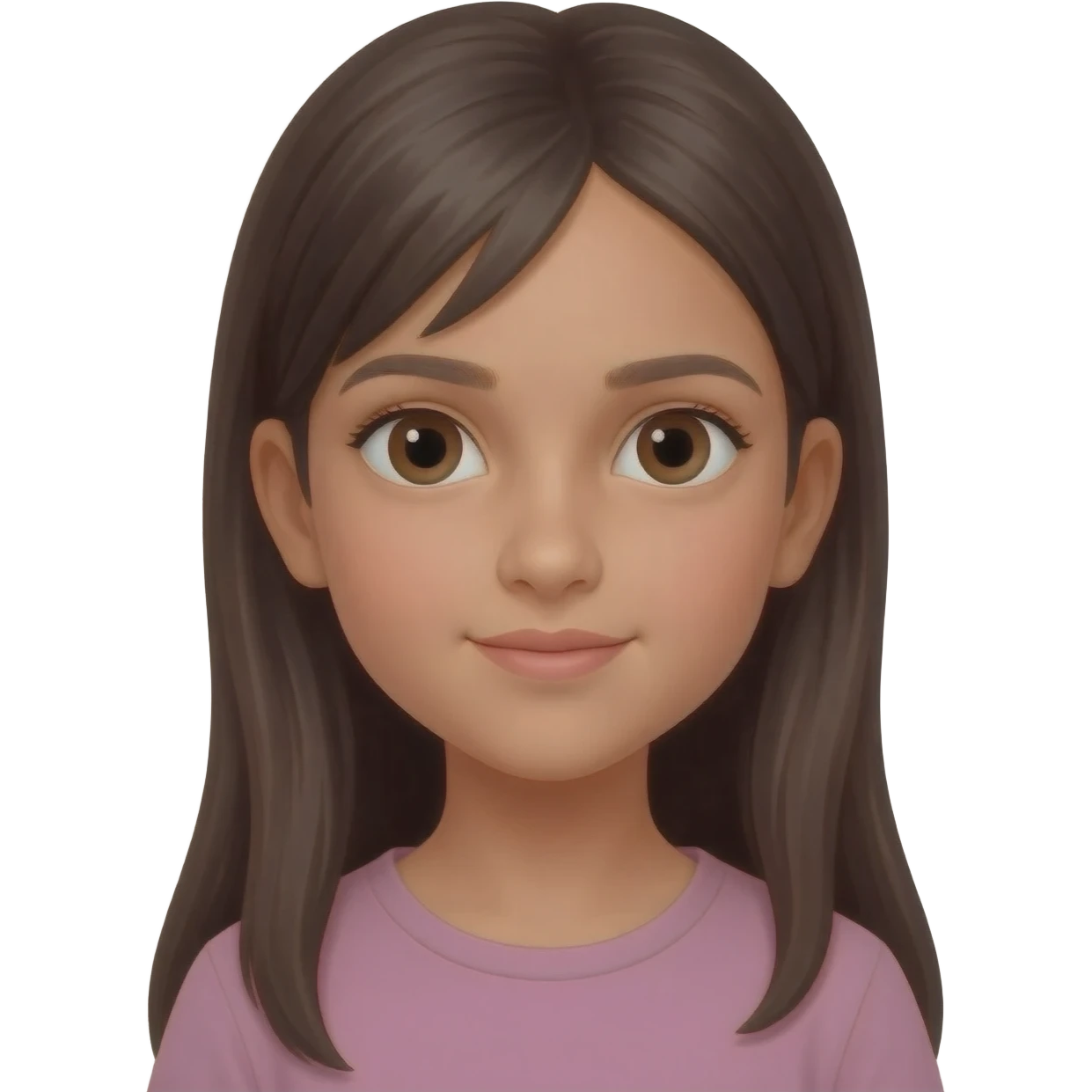 emoji métisse algérienne fille 10 ans mince cheveux longs et lisses emoji
