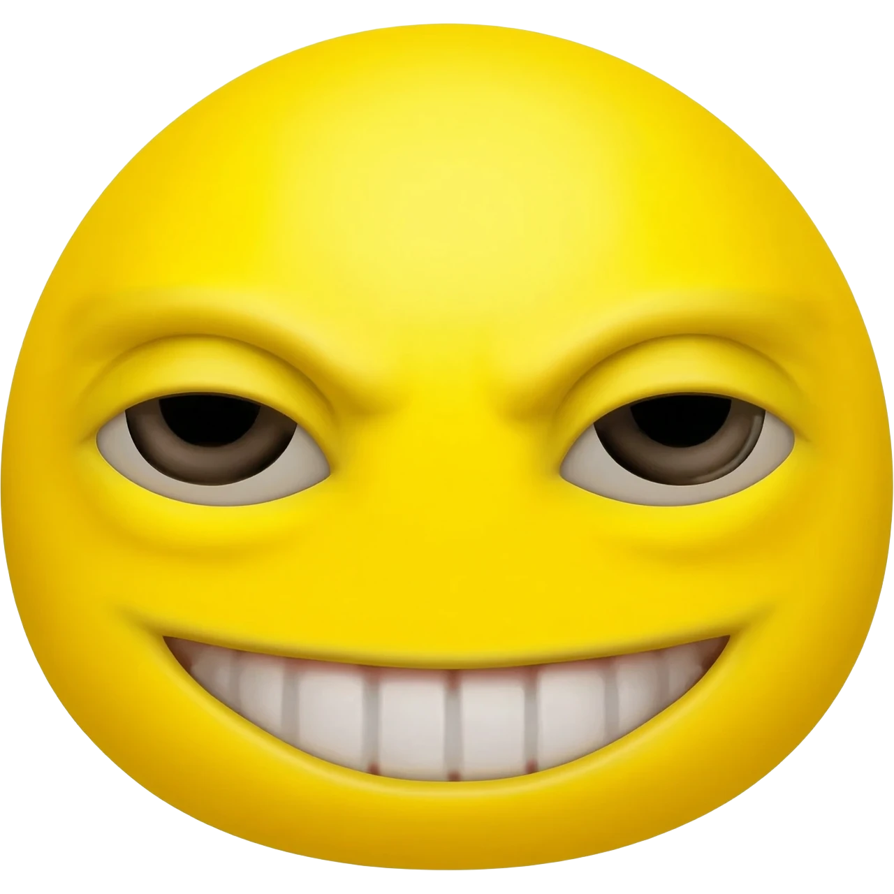 yellow emoji who had a scary smile and big scary eyes emoji