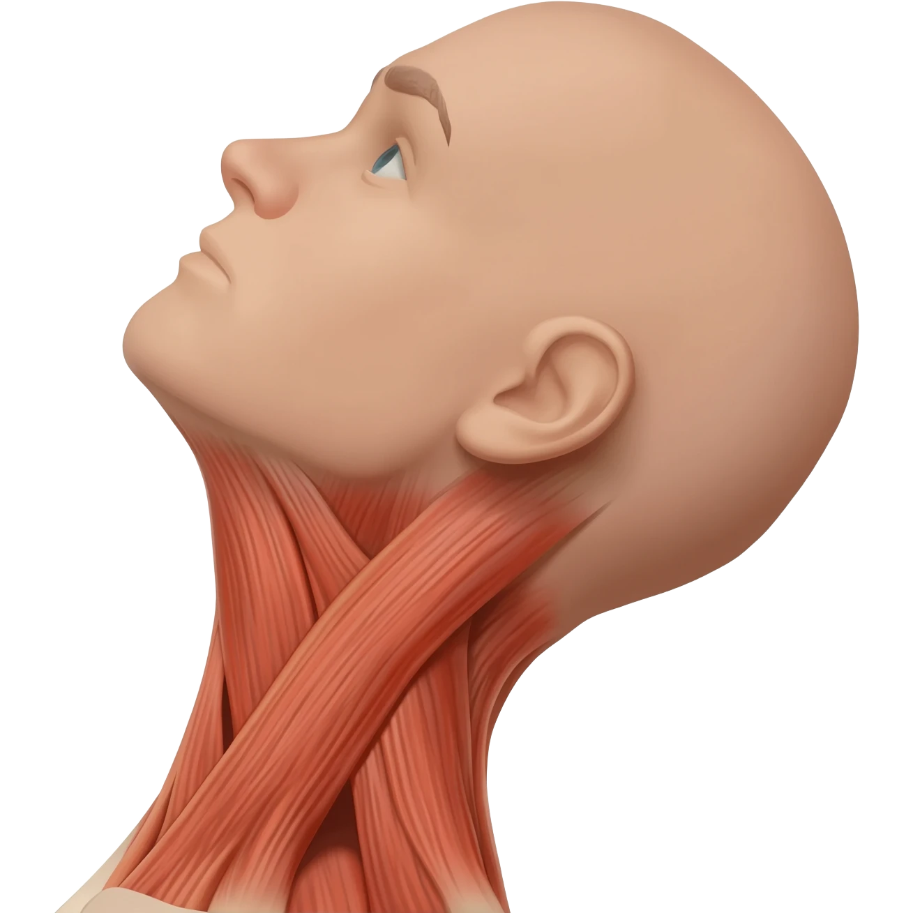 neck outstretched with visible adams apple only. make adams apple very defined and make the neck leaning fuly aback to show off all the fibers in the neck emoji