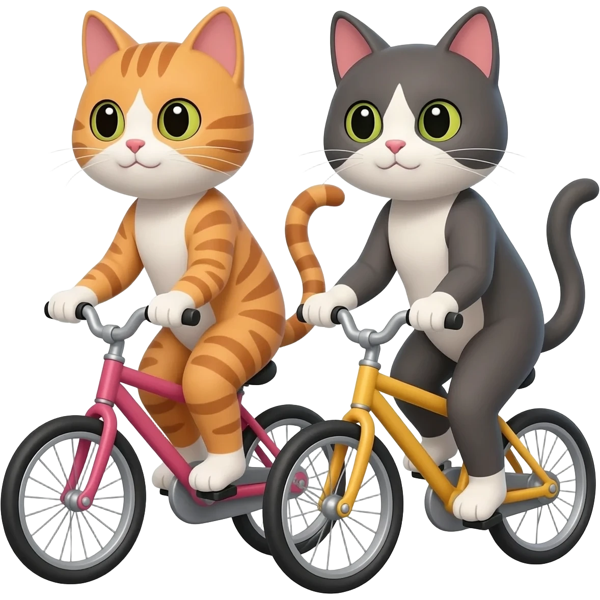 two cats riding bikes together emoji
