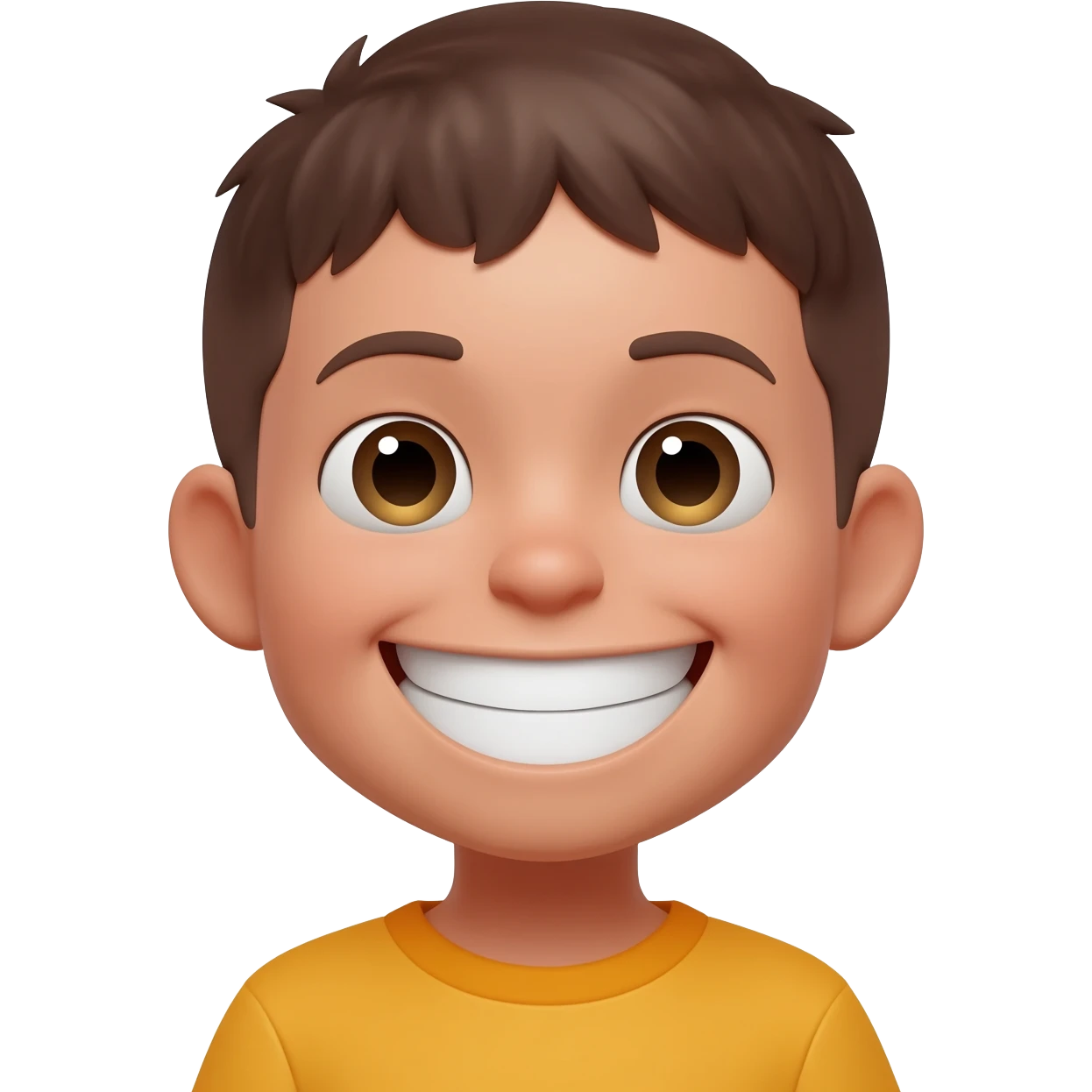 A boy with a big giant smile emoji