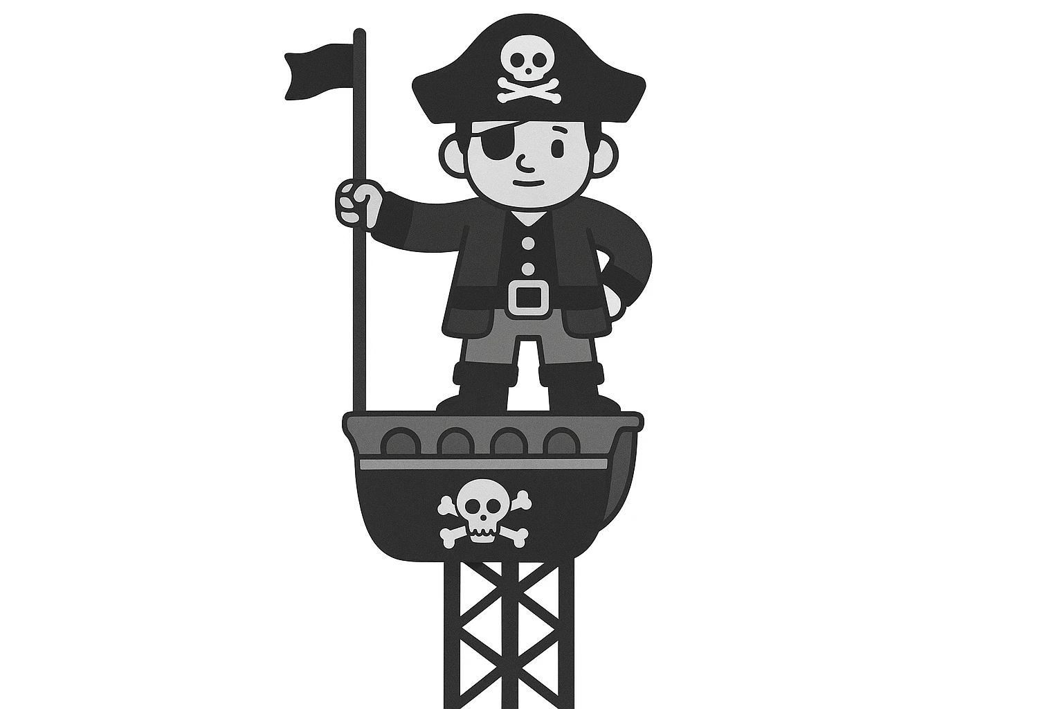 Un pirate sur une tour de chute de parc atrraction pirate  emoji
