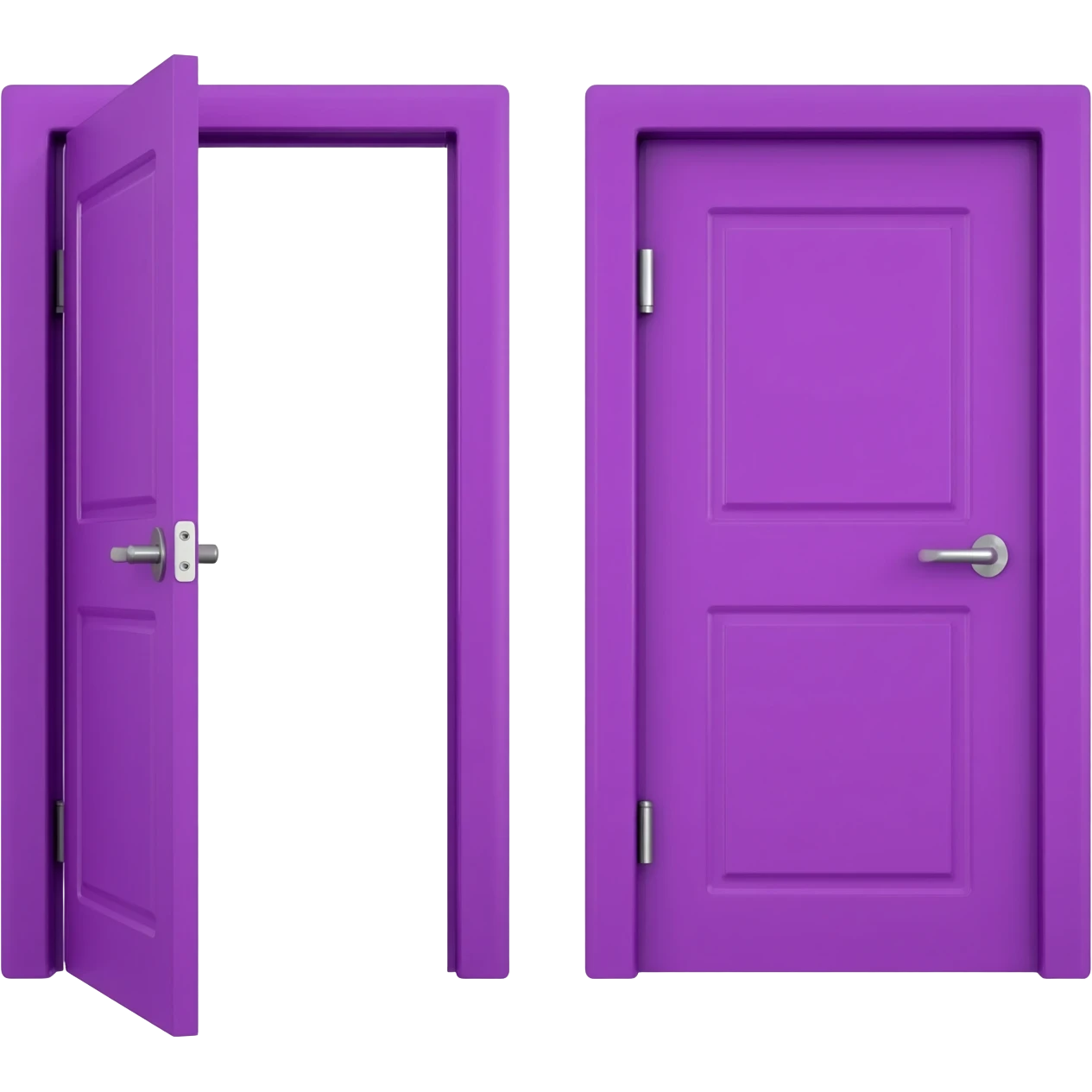 two purple doors one open the other closed emoji
