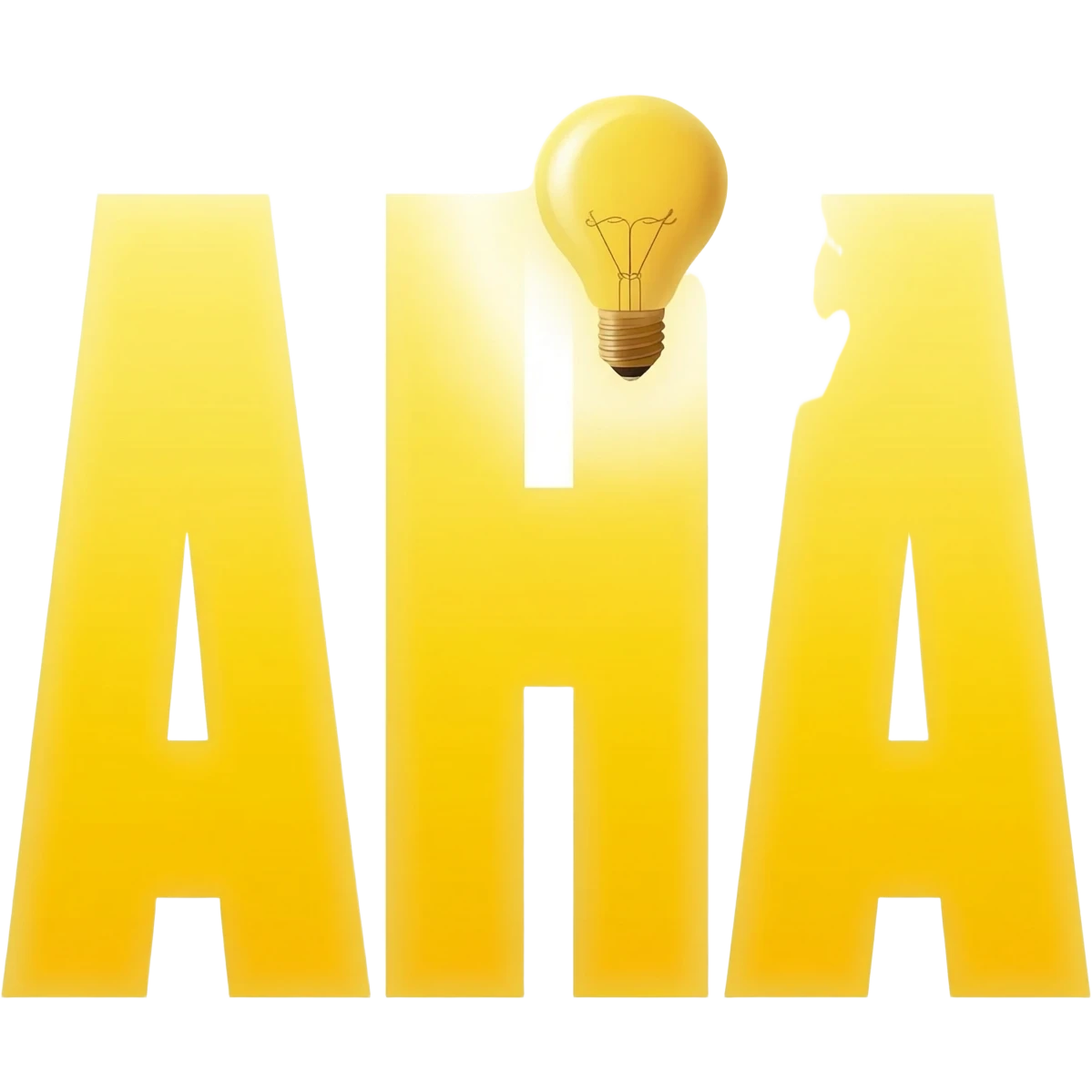 A bold yellow "AHA" with light-bulb effect emoji