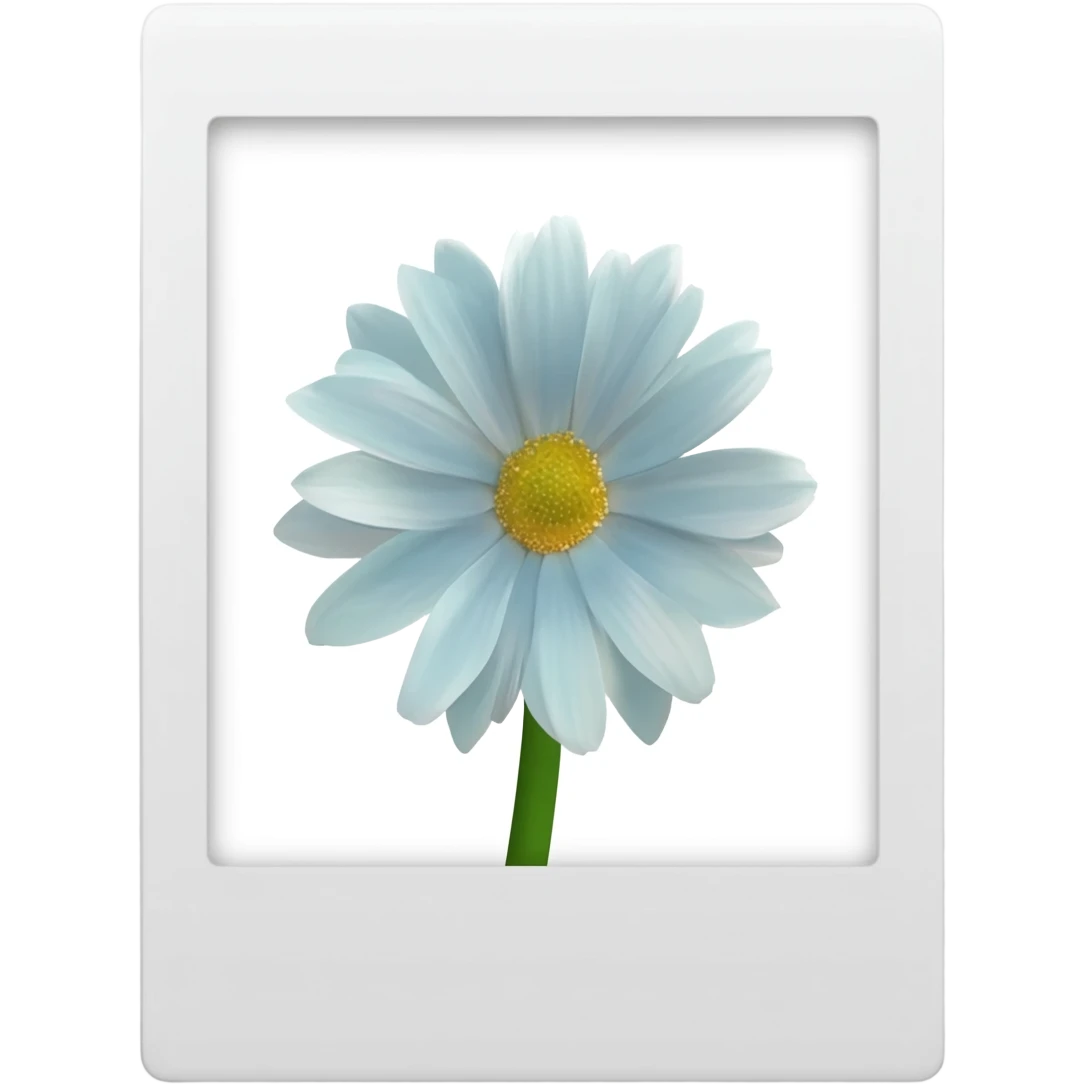 white Polaroid of a flower emoji