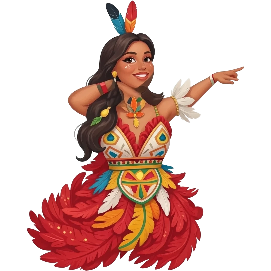 Garota bailando zamba vestida con plumas emoji