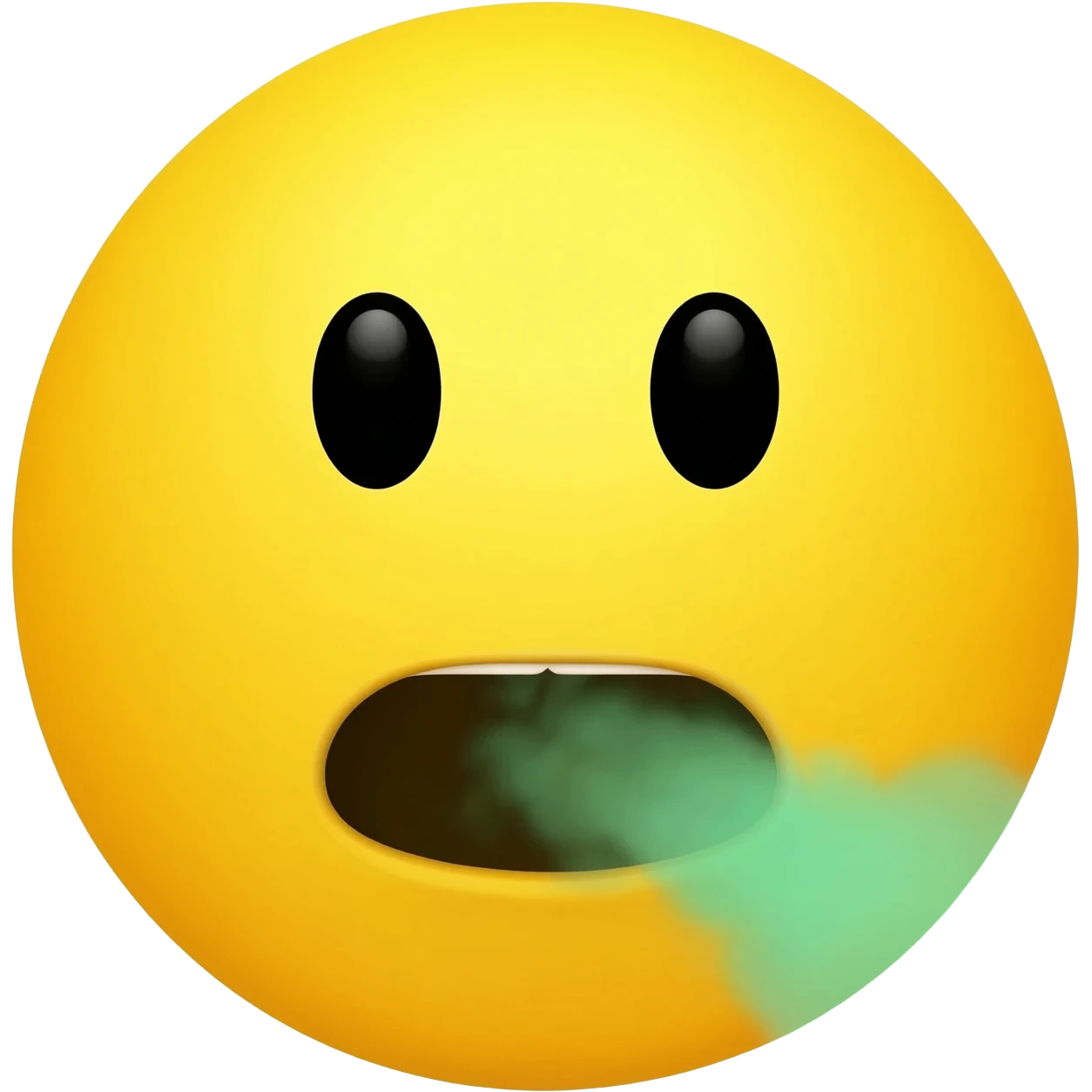 generic yellow circle  face emoji talk with bad breath represented by a green gas going out trought his mouth emoji
