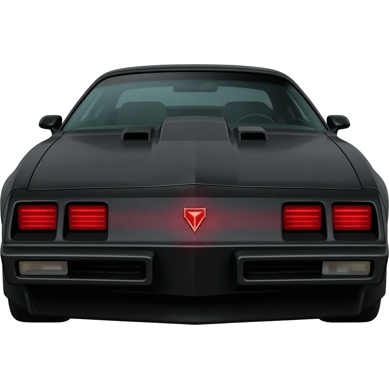 KITT the black Trans Am from the Knight Rider TV show with the scanner bar of red lights on the front of the hood between the headlights emoji