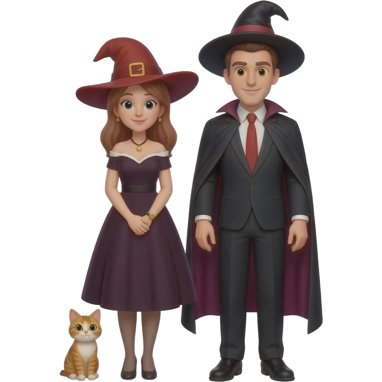 magician couple and their pet cat emoji