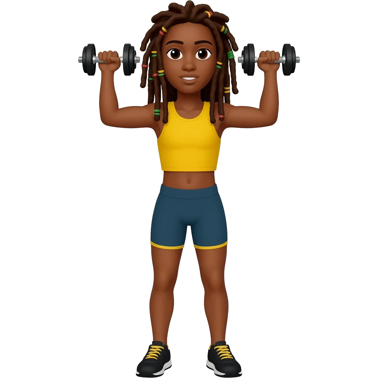 Brown girl with dreadlocks working out emoji