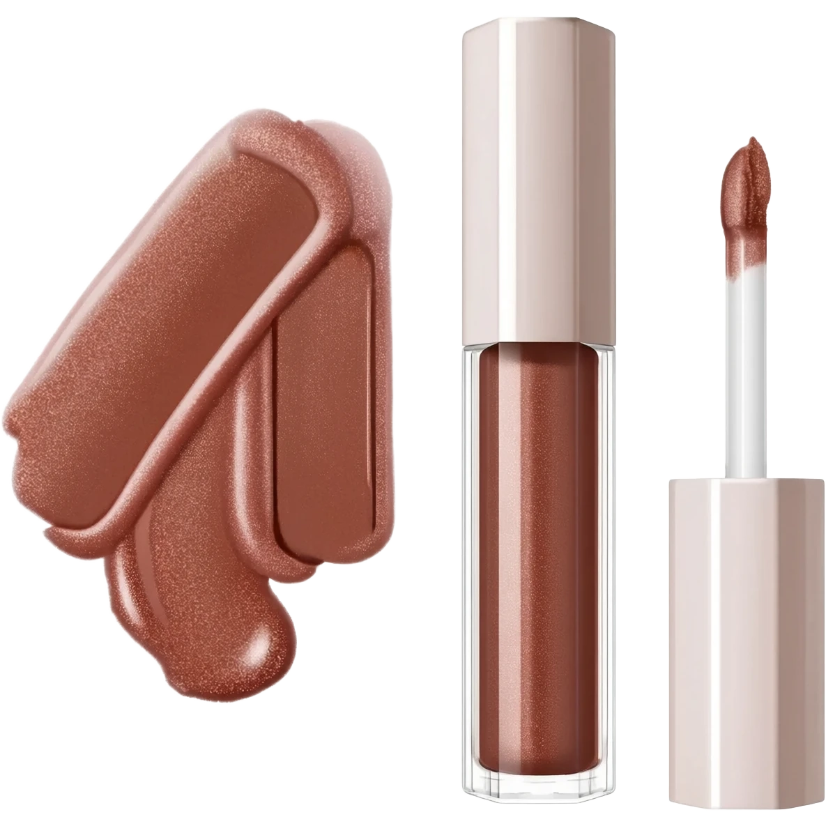 Brown shimmer Fenty lipgloss 3 layers emoji