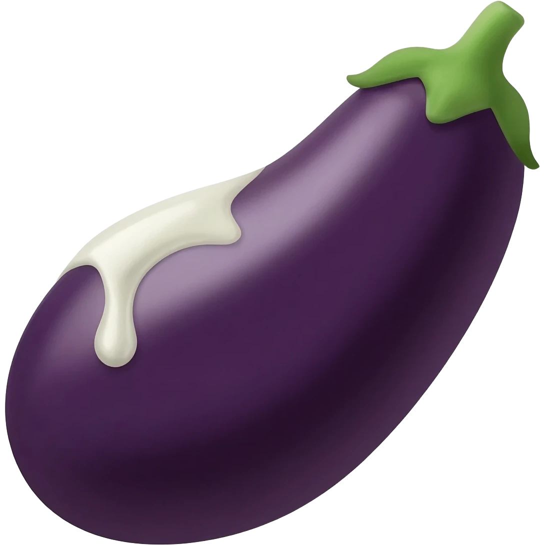 Eggplant dripping white stuff from the purple tip emoji