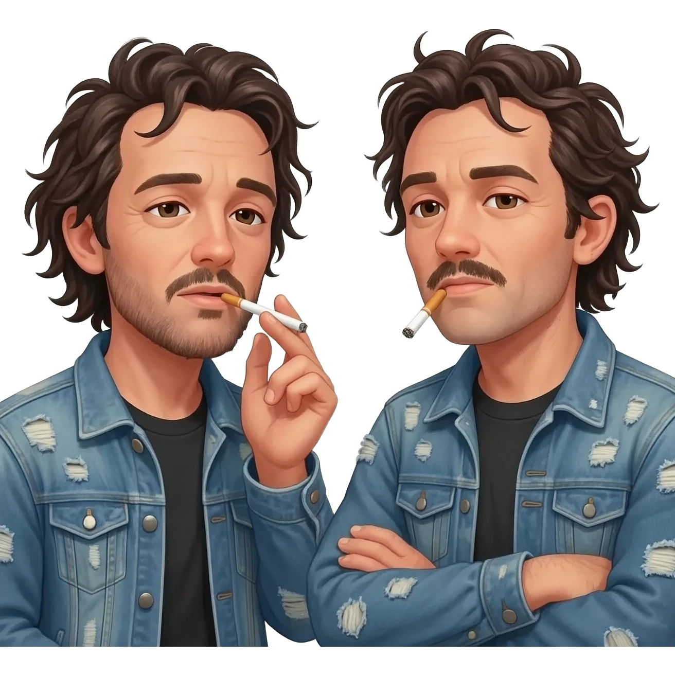 two stoners passing a cigarette emoji