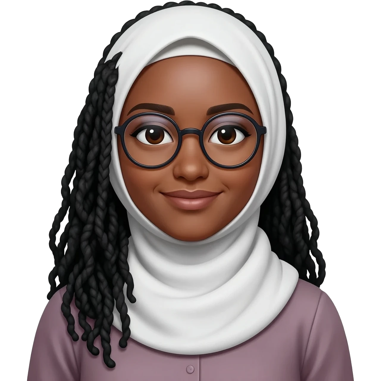 Light skinned Muslim woman w  glasses and locs emoji
