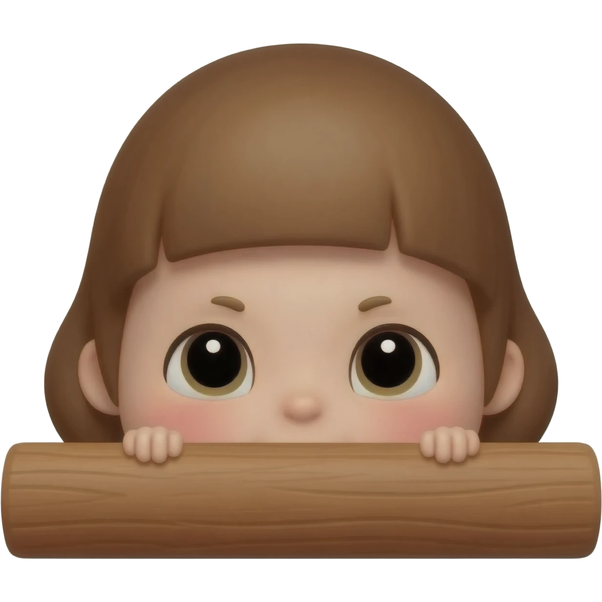 emoji face with Innocent eyes while hiding behind a pole and peeking its head out emoji