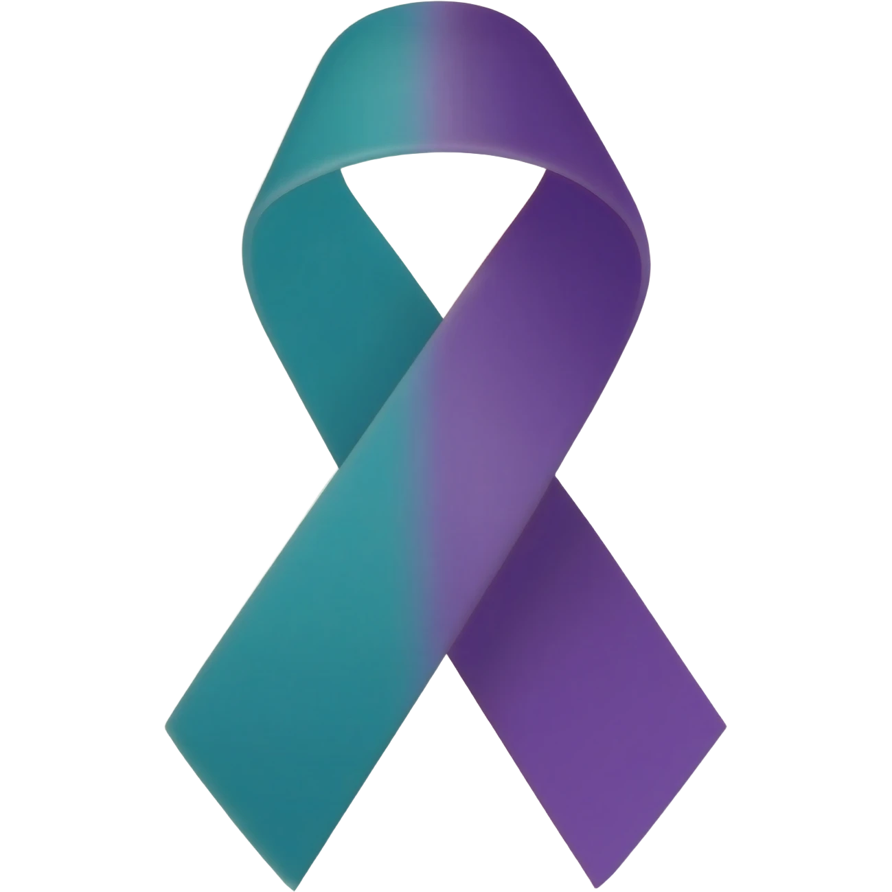 One half teal and one half purple awareness ribbon emoji