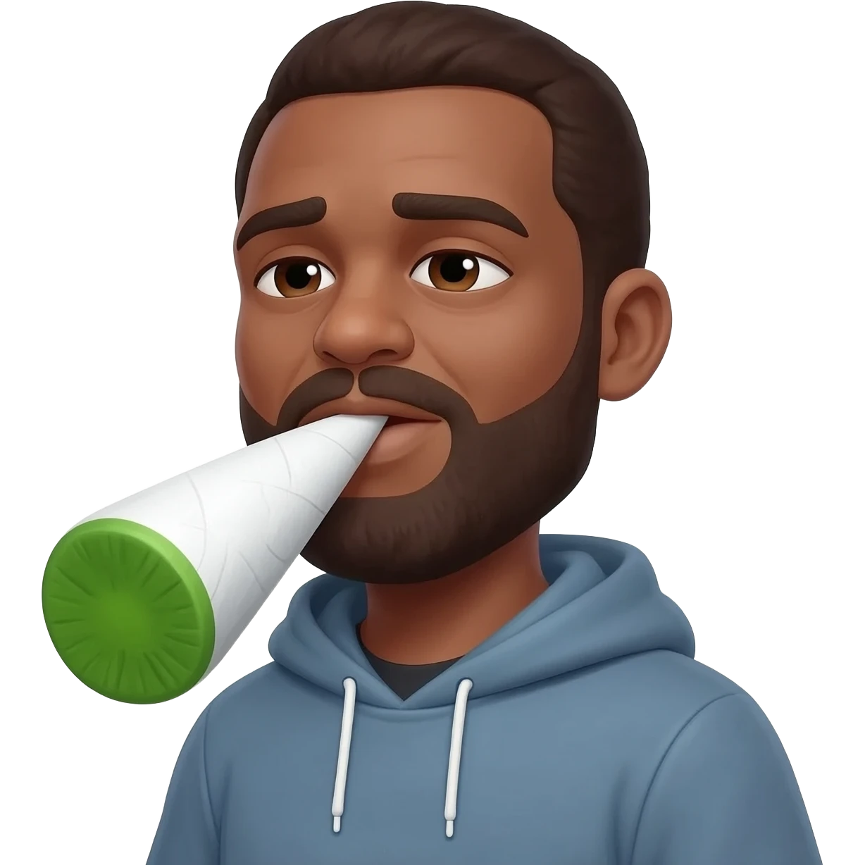 Smoking A SUPER HUGE white and green  doobie emoji