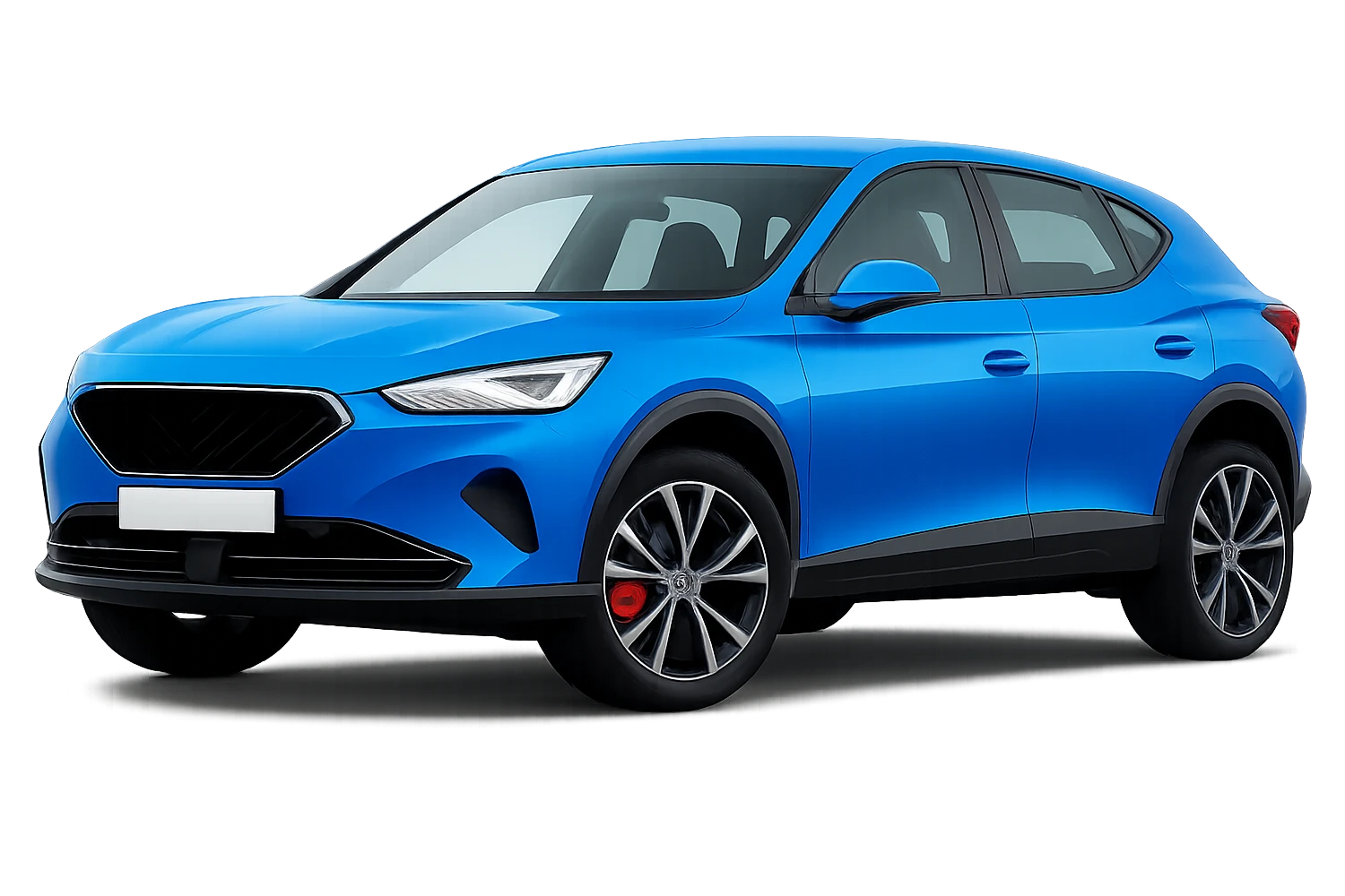Make the bright navy blue car color 15% brighter, keeping it vivid and rich. Maintain the background transparent and the logo removed. Preserve all original details and style exactly as in the reference image. emoji