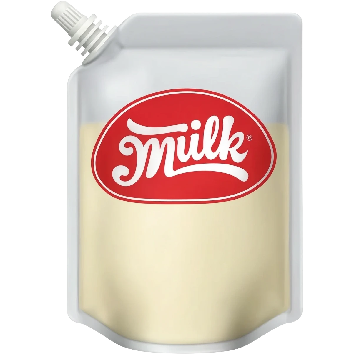 condensed milk in a branded refill bag with red branded label emoji