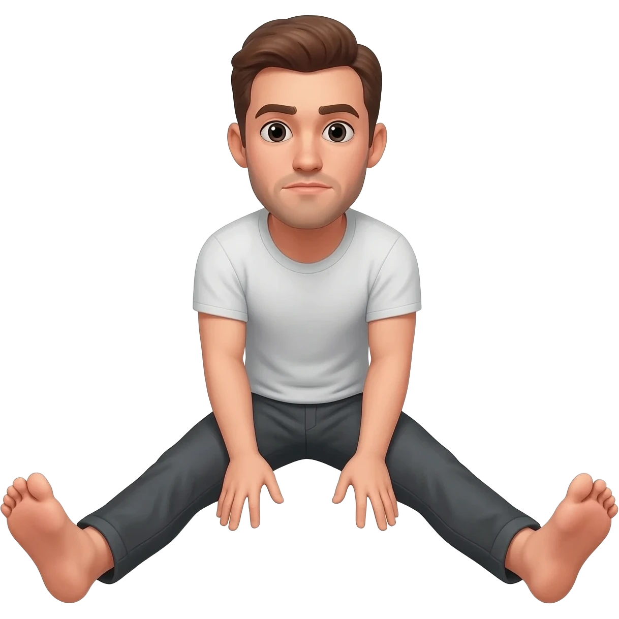 a man spreading his legs WIDE OPEN emoji