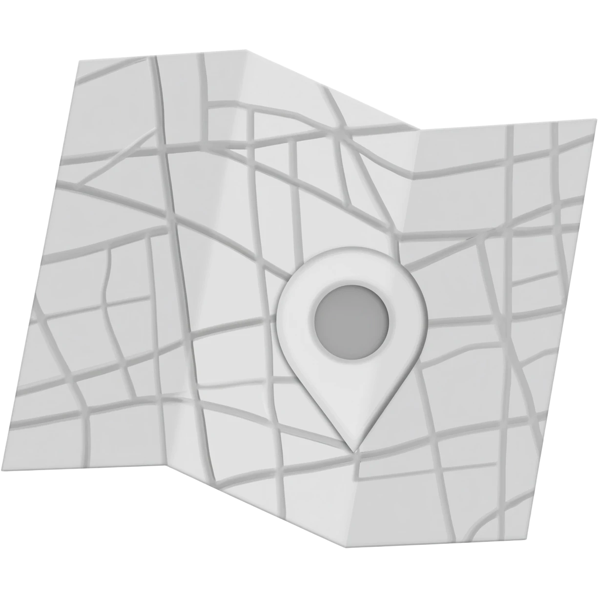 3d white map gps with grey outlines emoji