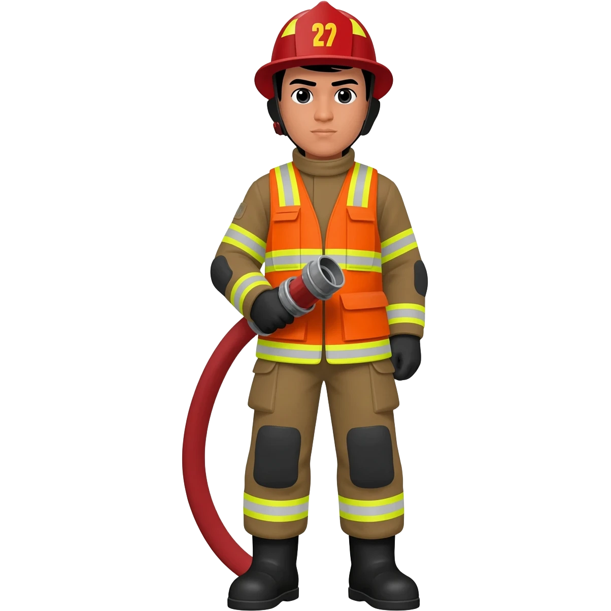 Filipino man firefighter brown uniform and boots emoji