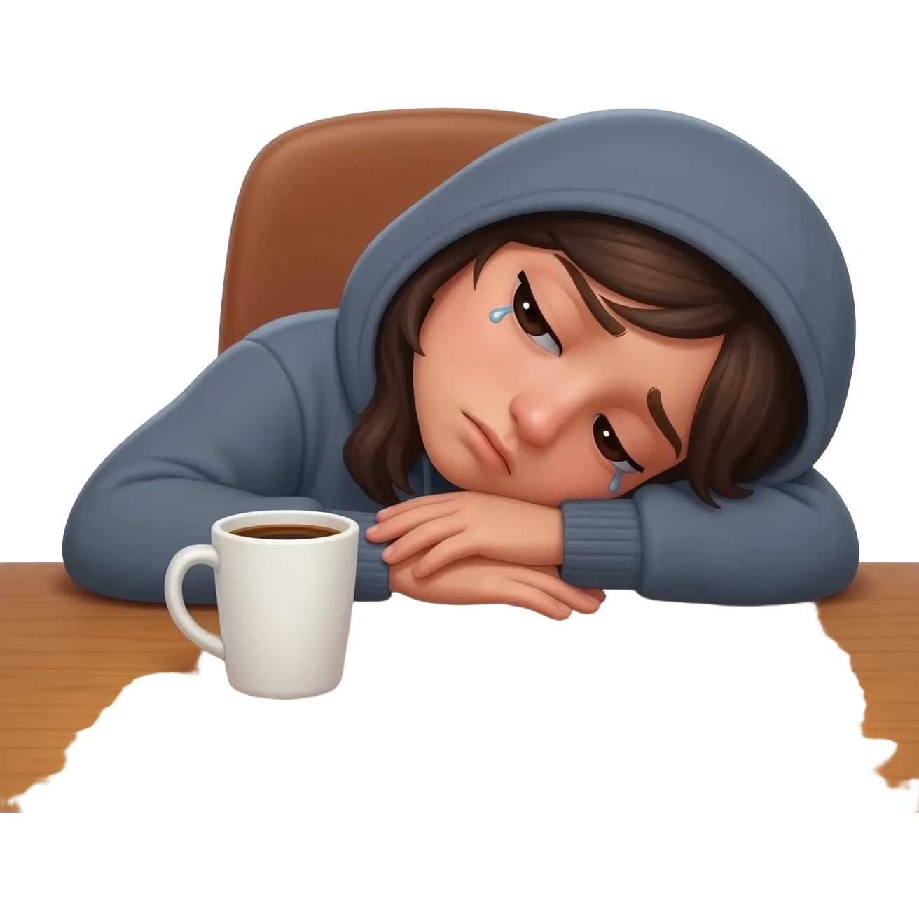 tired of work, the girl at the table emoji
