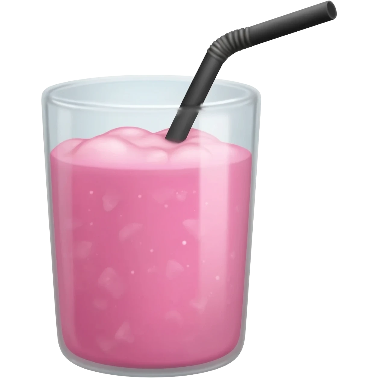 Smootie rose dans un grand verre avec une grande paille noir  Style réaliste emoji