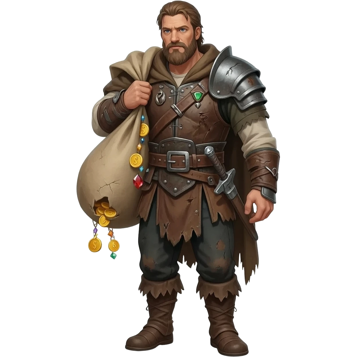  парень несет мешок с драгоценносями за спиной во весь рост  emoji