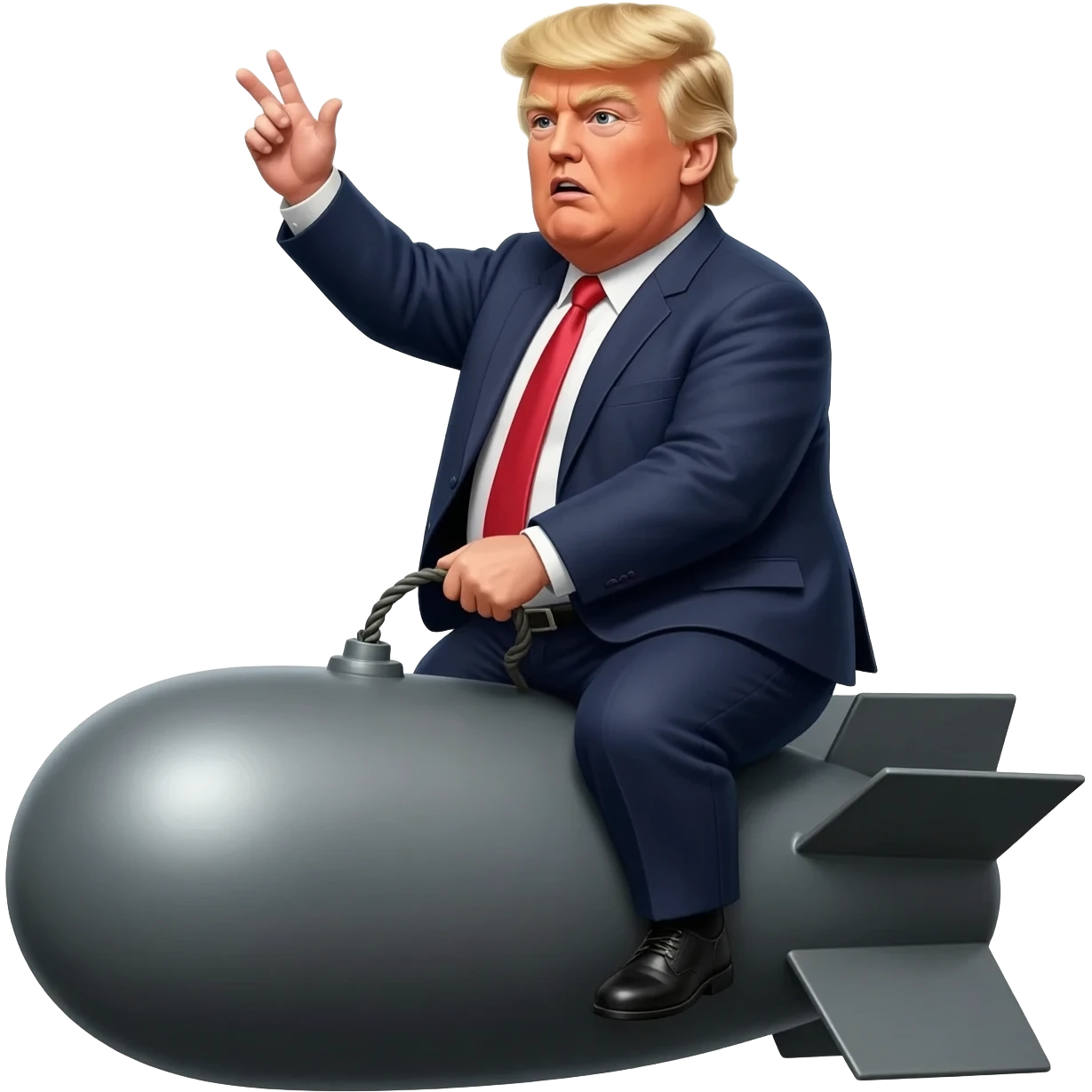 Fat Donald trump riding bomb like Major Kong in Dr strangelove scene emoji