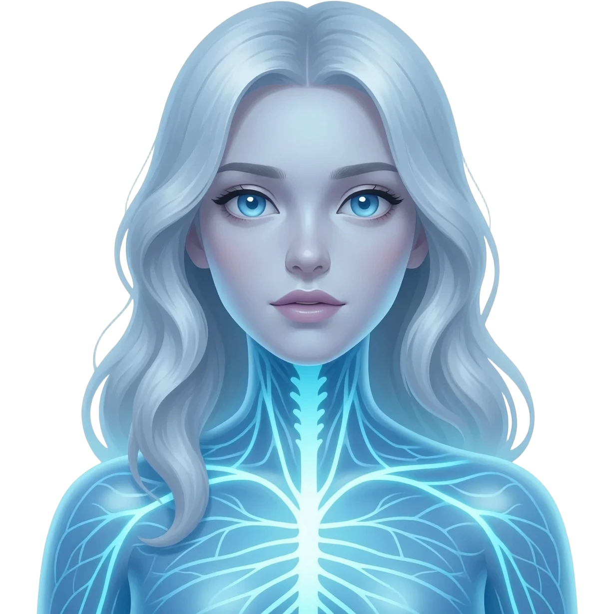 Blue translucent female emoji