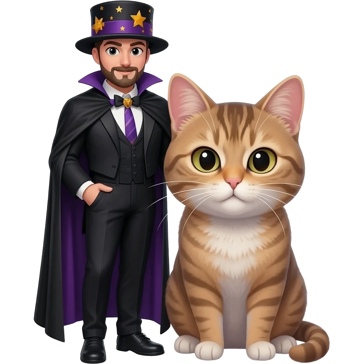 magician couple and their pet cat emoji