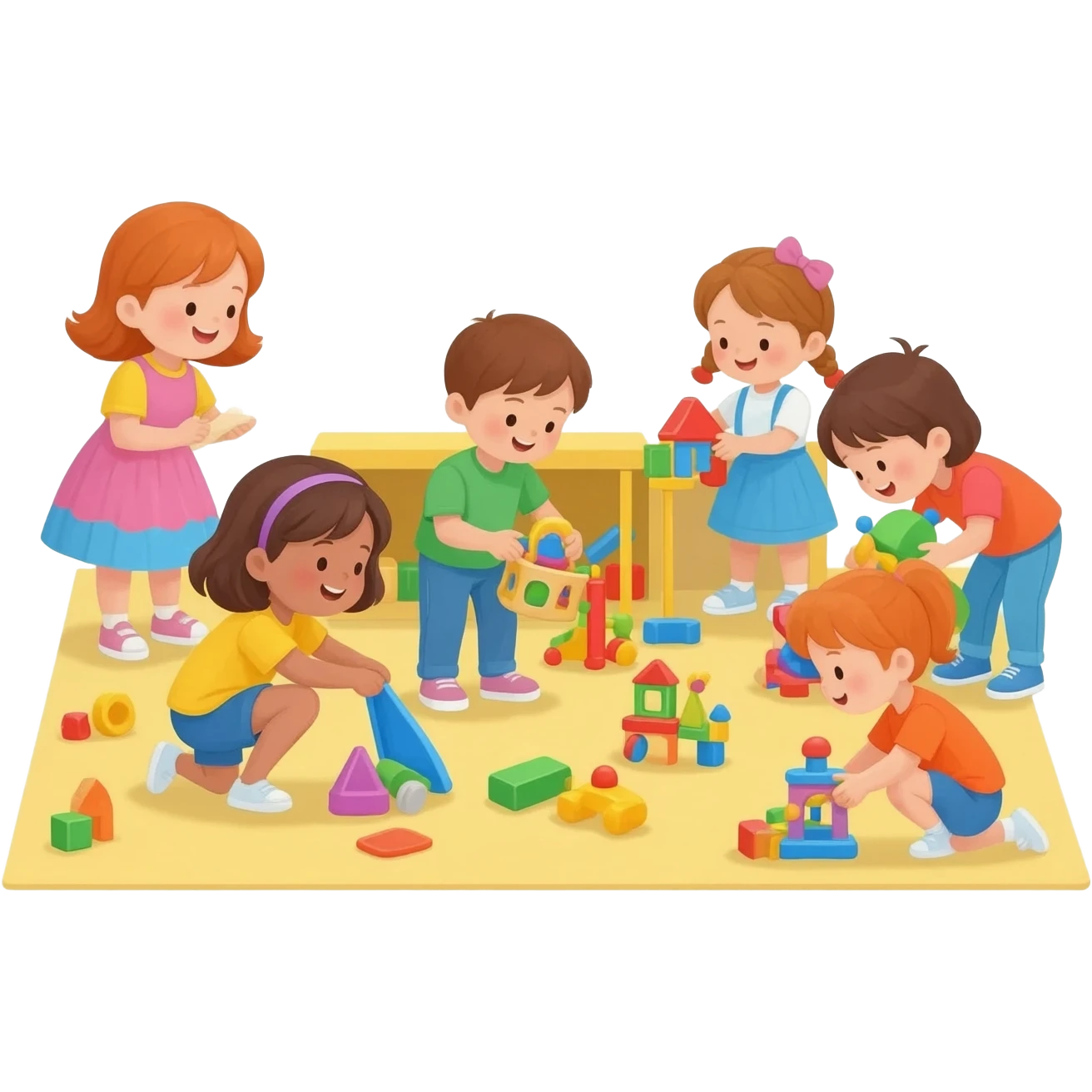 children tidying toys emoji