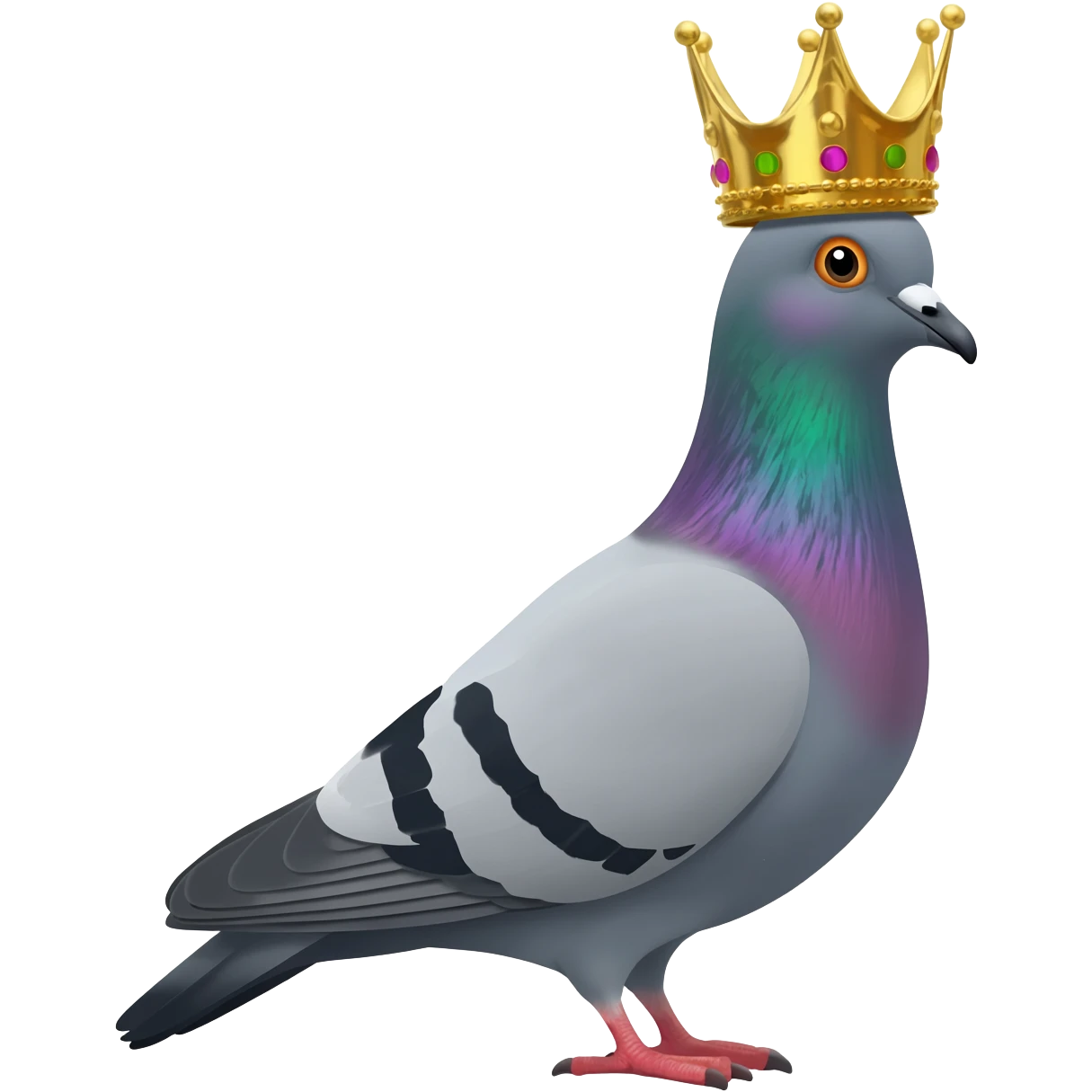 pigeon with a queen's crown emoji